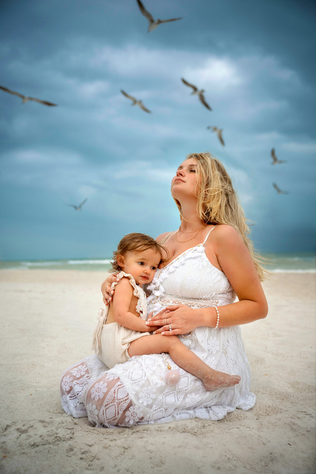 Maternity Mommy and me pictures during storm in Naples Florida
