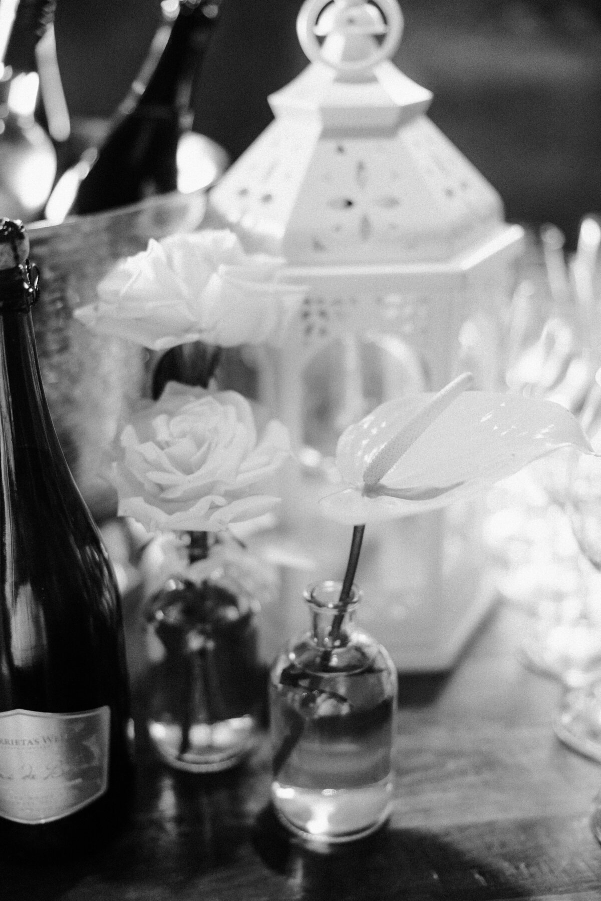 black and white, formal, floating candles