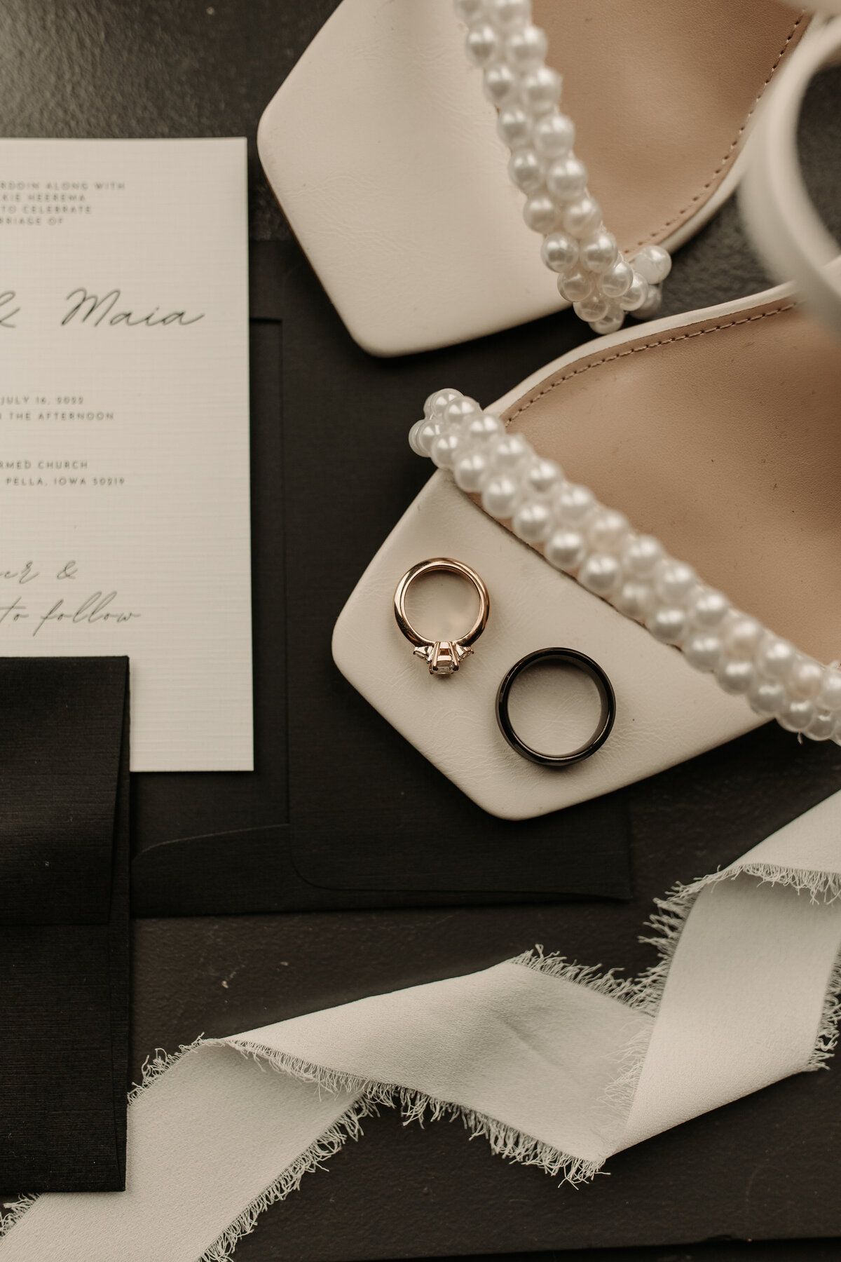 wedding rings, shows, and invitation