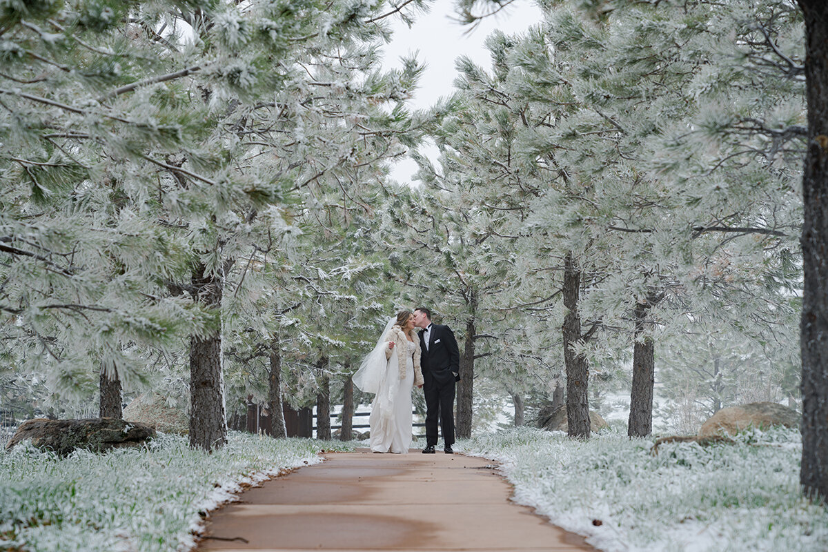 Cold Snowy day Colorado Wedding