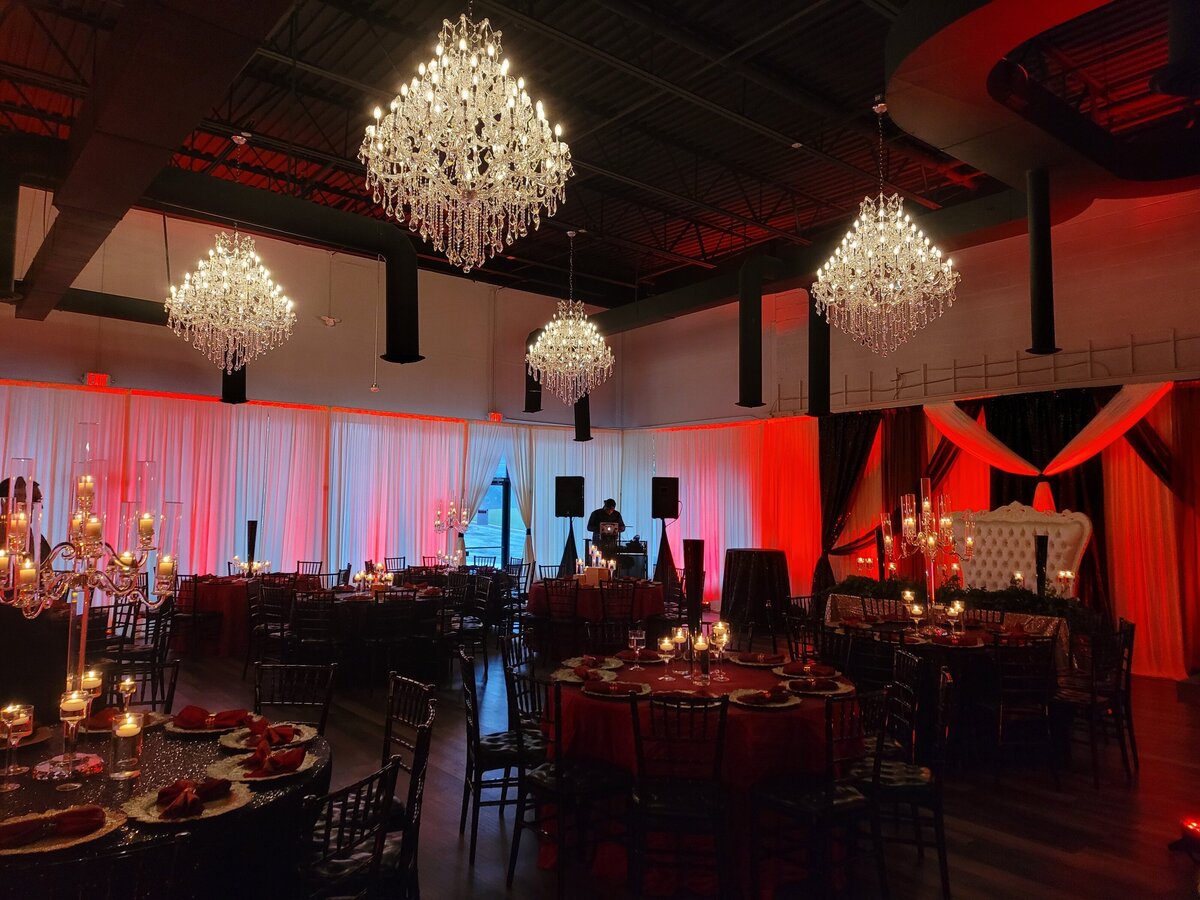 Wedding with Backdrop Drapery Full Room Drapery Retal in Metro Detroit Event Space 7