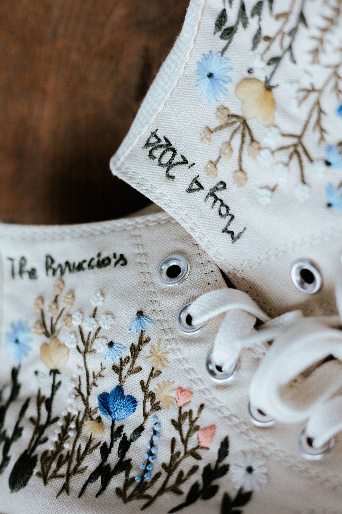 Embroidered wedding tennis shoes