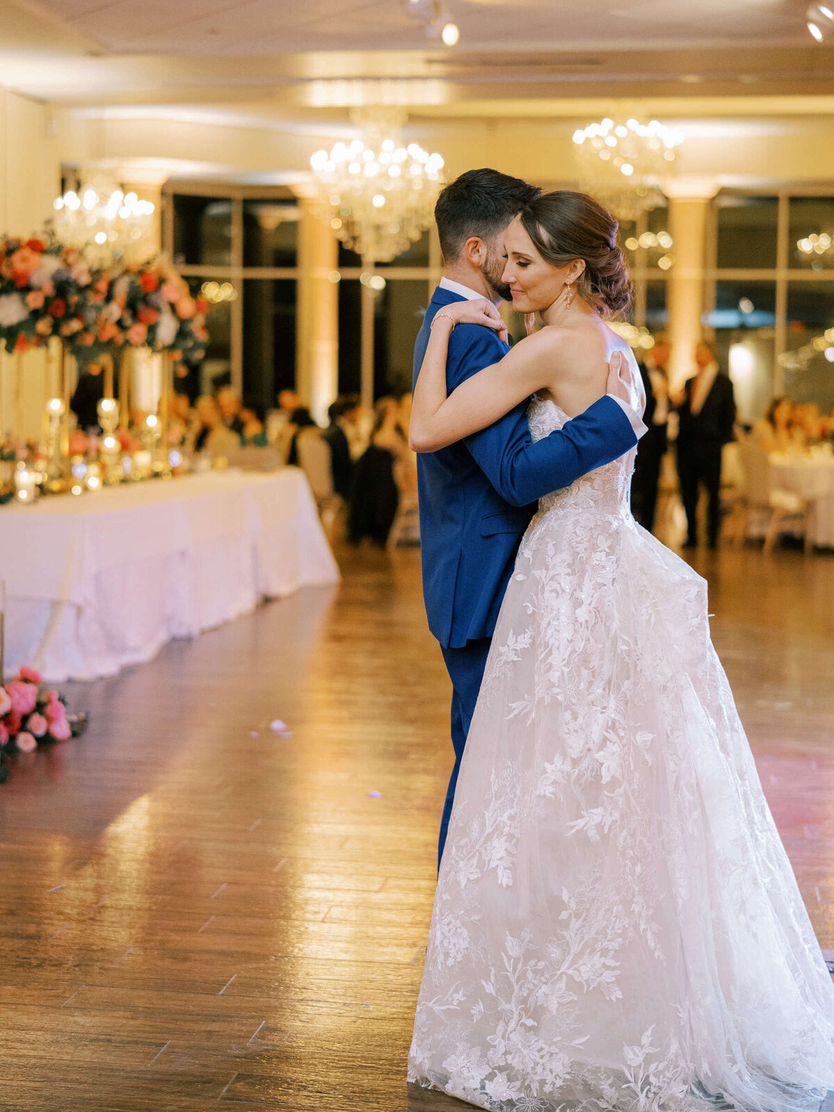 Bride and groom share their first dance in Dallas Texas as husband and wife