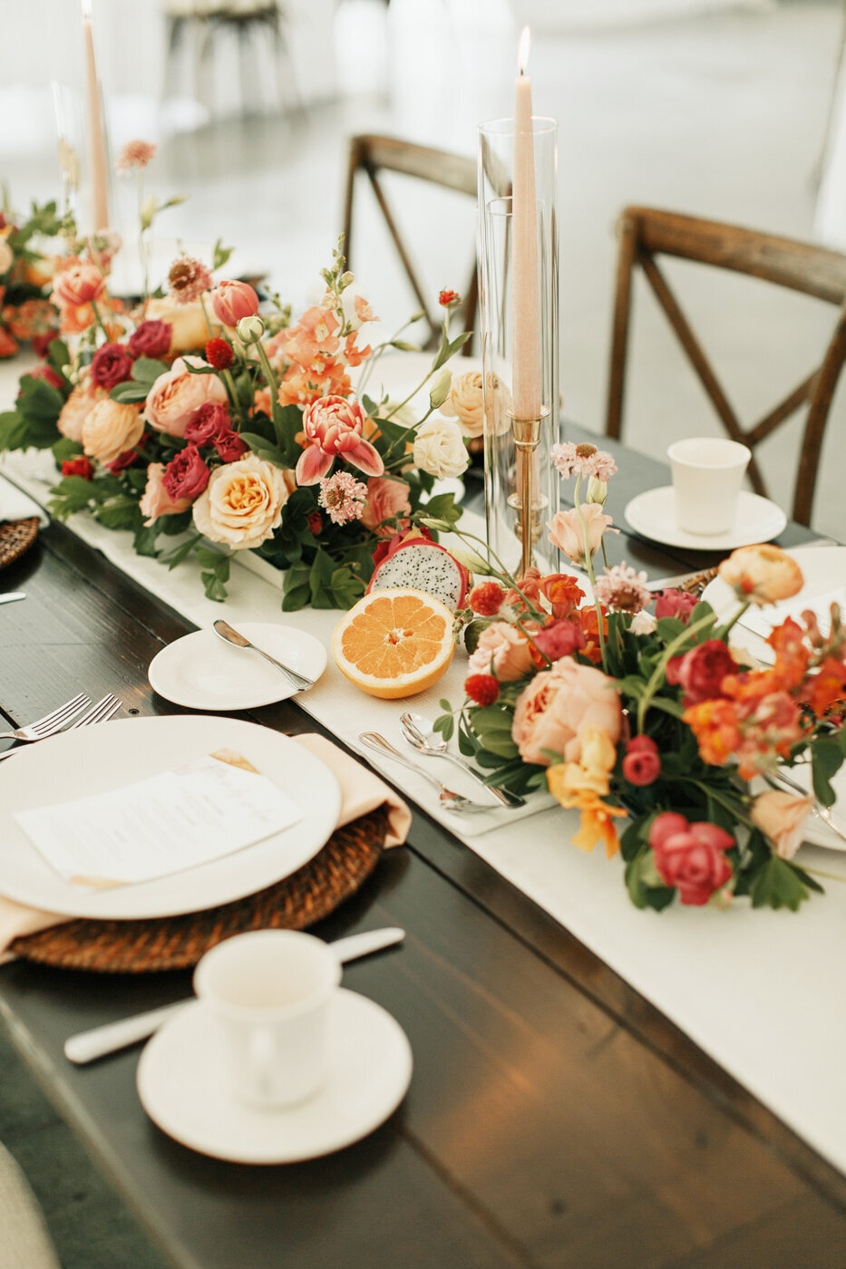 fruit at weddings, fruit wedding, studio fleurette, hutton house colorful flowers
