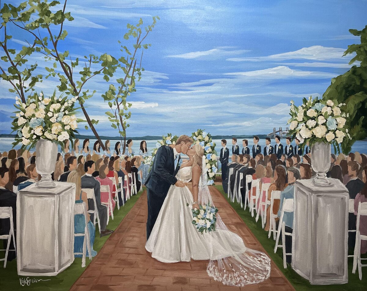 painting of bride and groom