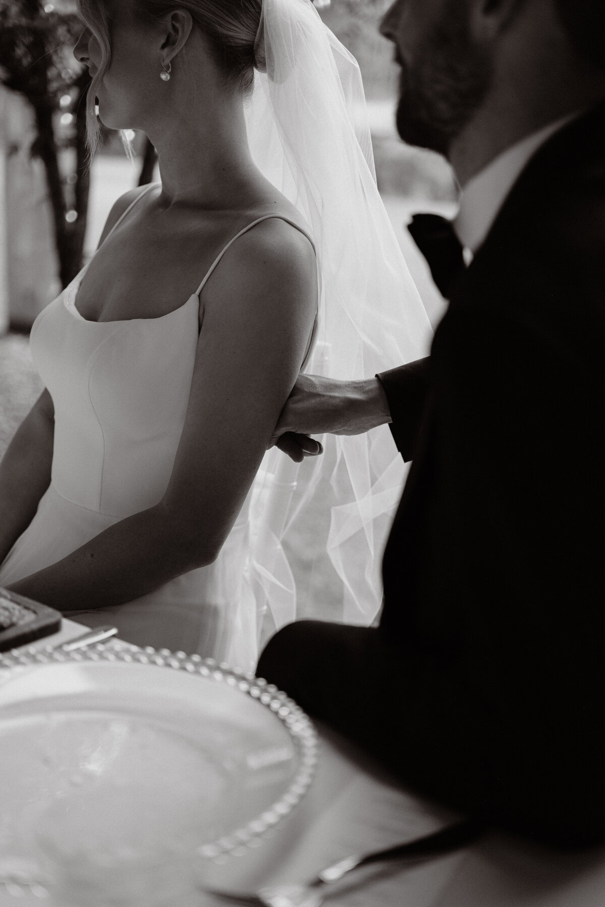 tender touching moment between newlyweds