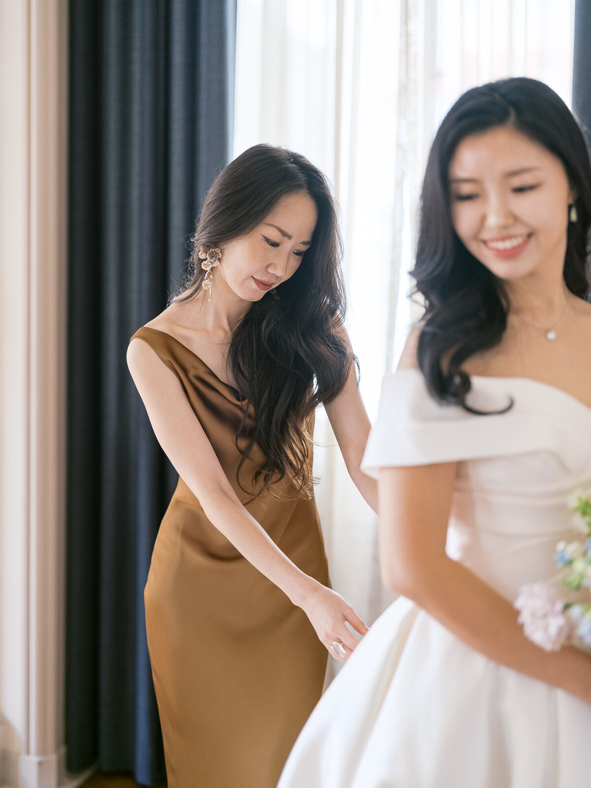 Bridal getting ready moments in editorial wedding photography in San Francisco