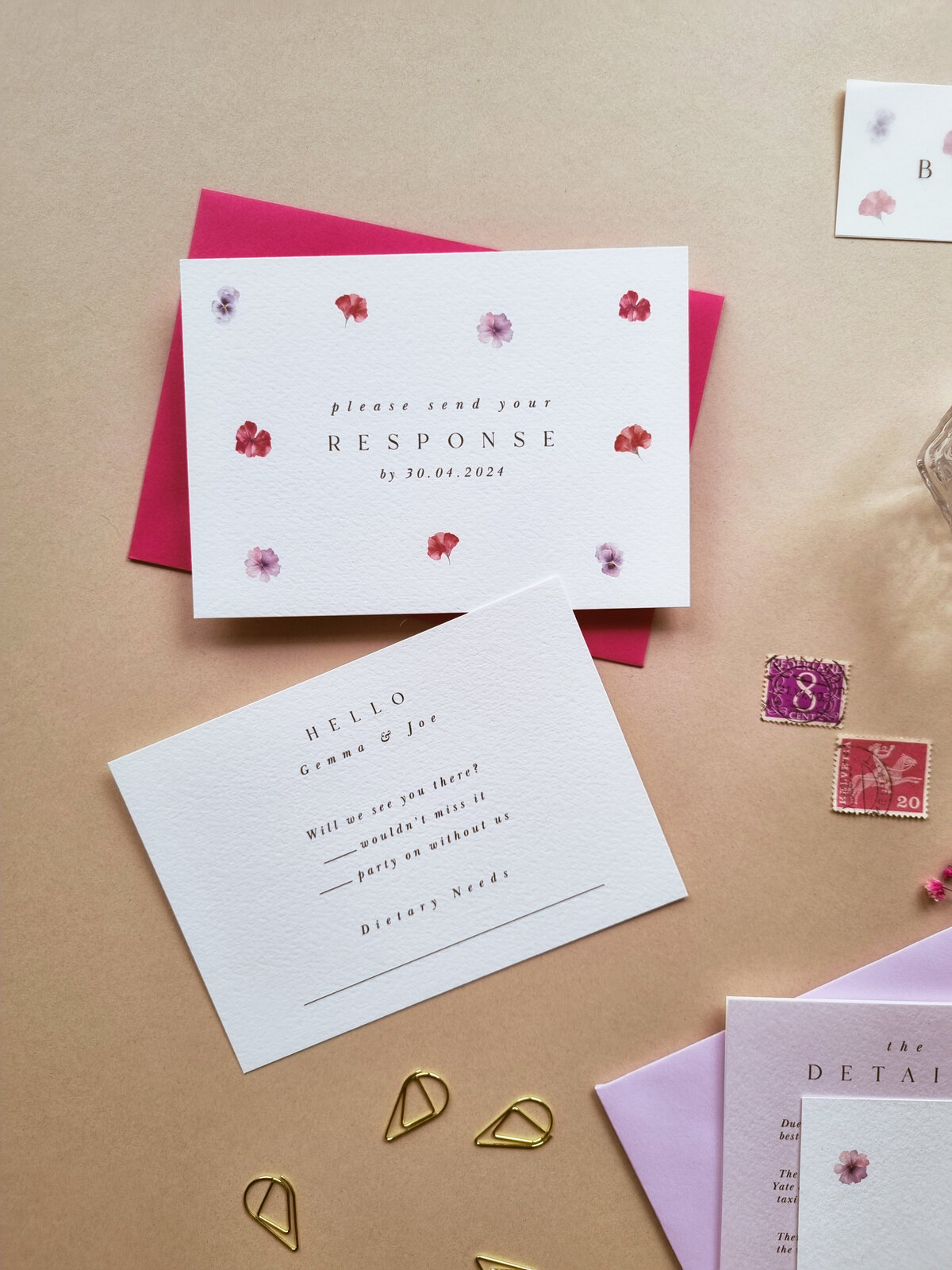 Pink and Lilac Floral RSVP Card