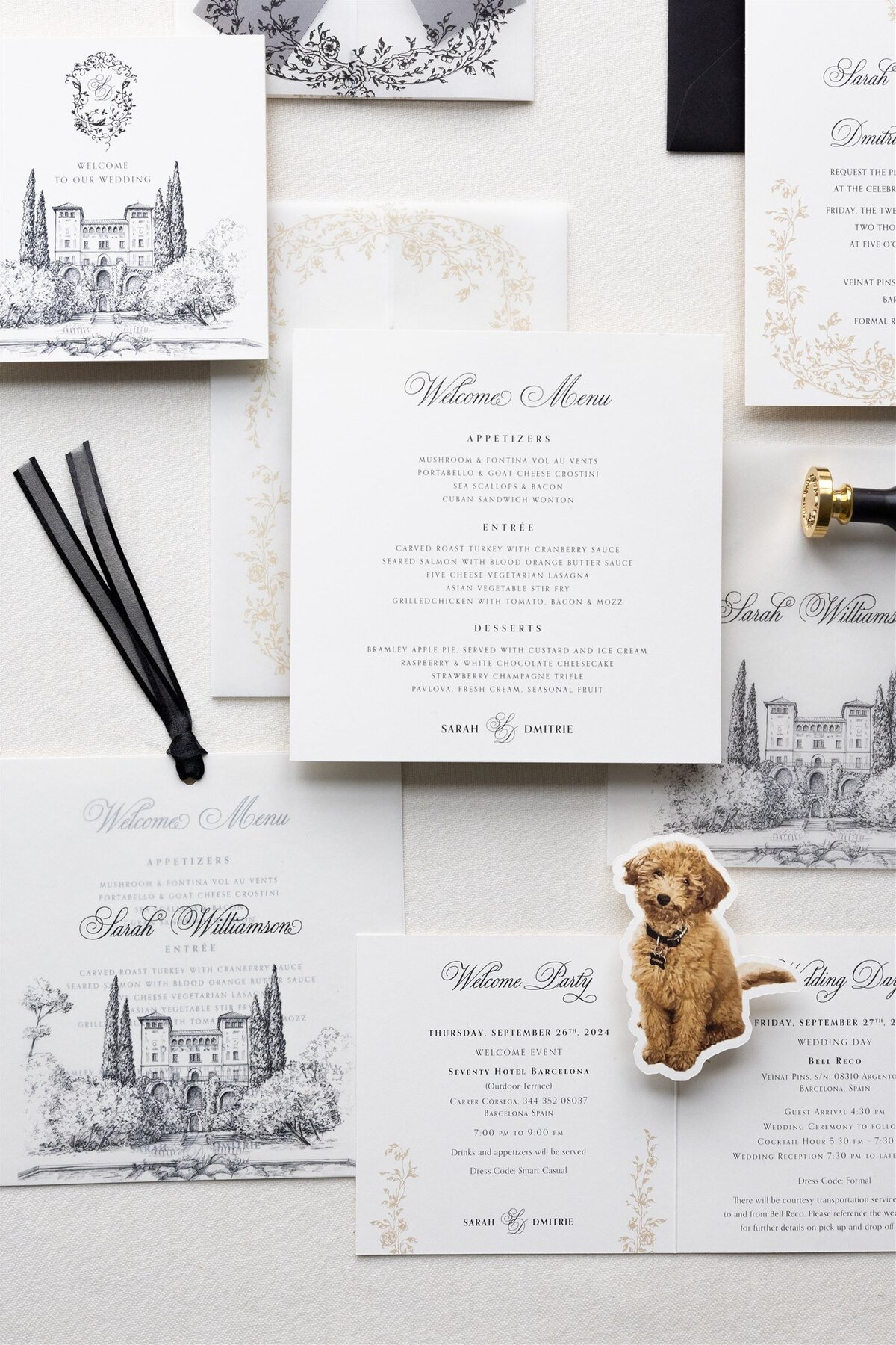 G Designers Black and white destination wedding invitations 12
