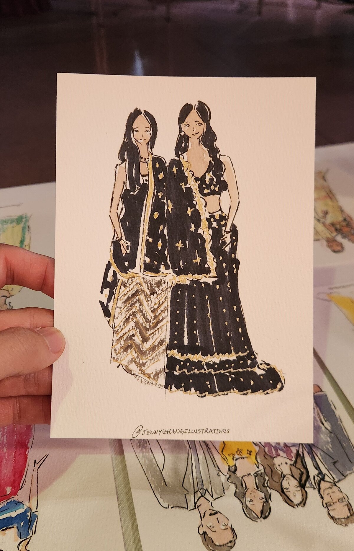 live wedding painting of guests at a traditional Desi Mehndi Jaggo event