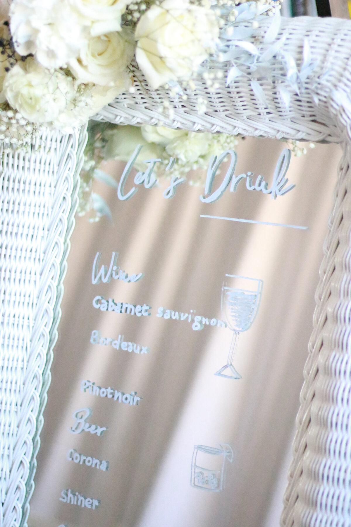 coastal wedding detail menu bar handwrtitting wedding planner nyc