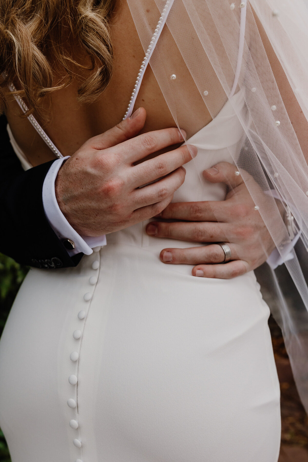 Close up of arms wrapped around their partner