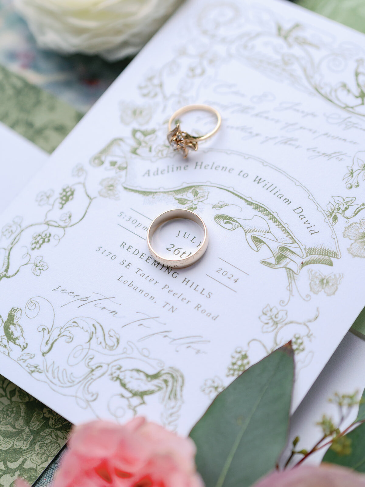 Vintage inspired garden wedding invitations