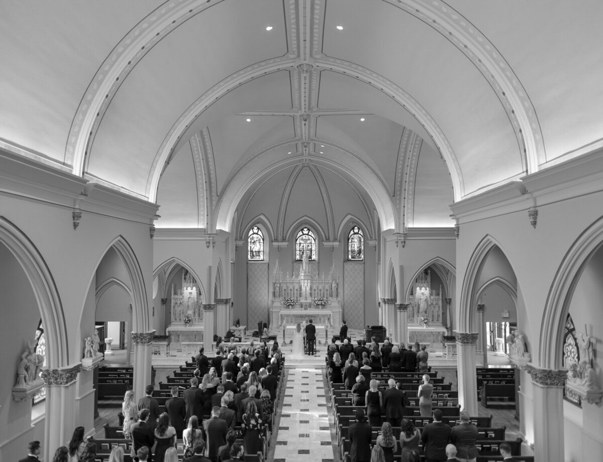 wedding ceremony in Catholic cathedral in Detroit, Michigan
