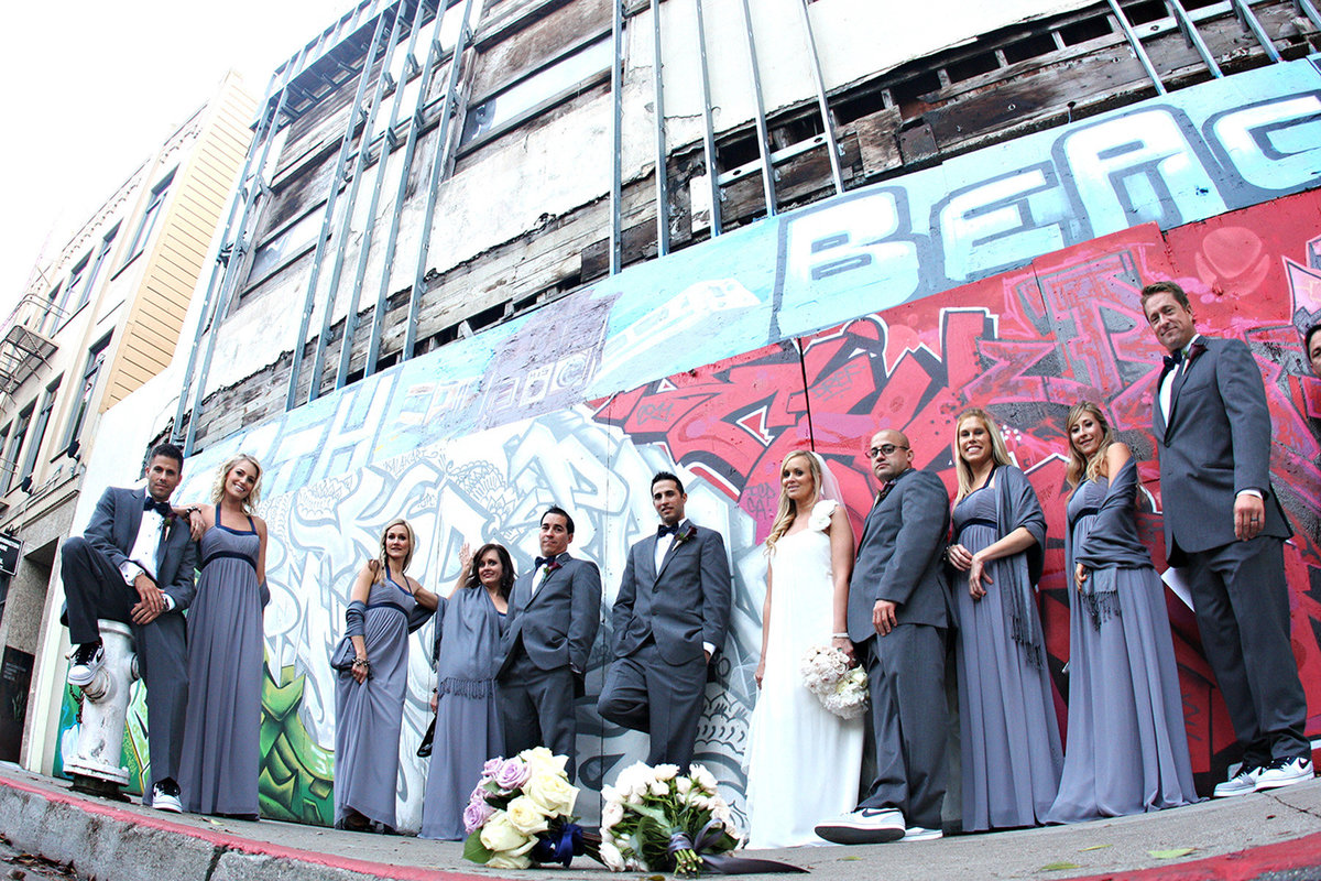Bridal party in streets of San Francisco