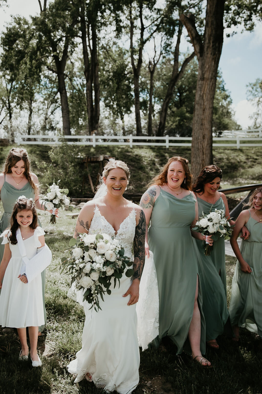 A bride and her bridesmaids