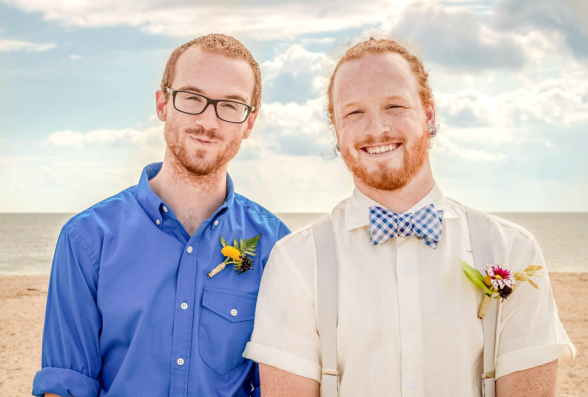 Bald Head Island NC Wedding Photography  - Anna and Ray - Groom and Brother - Wilmington Photographer Team