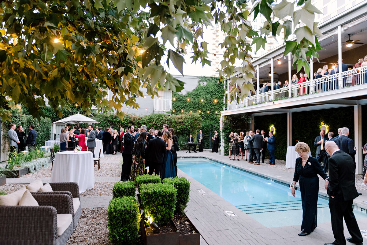 Poolside wedding reception at Hotel Ella in Austin