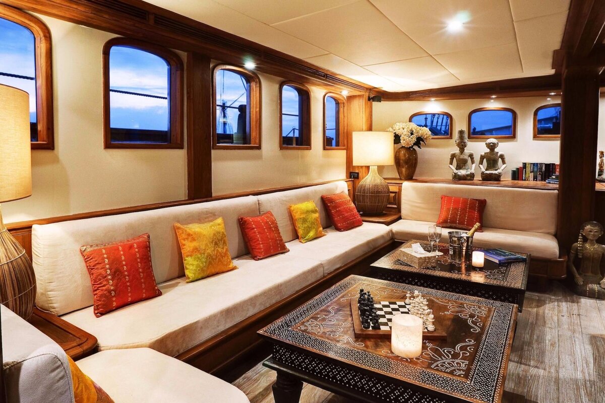 Luxury Charter Mutiara Laut Yacht Interior Lounge