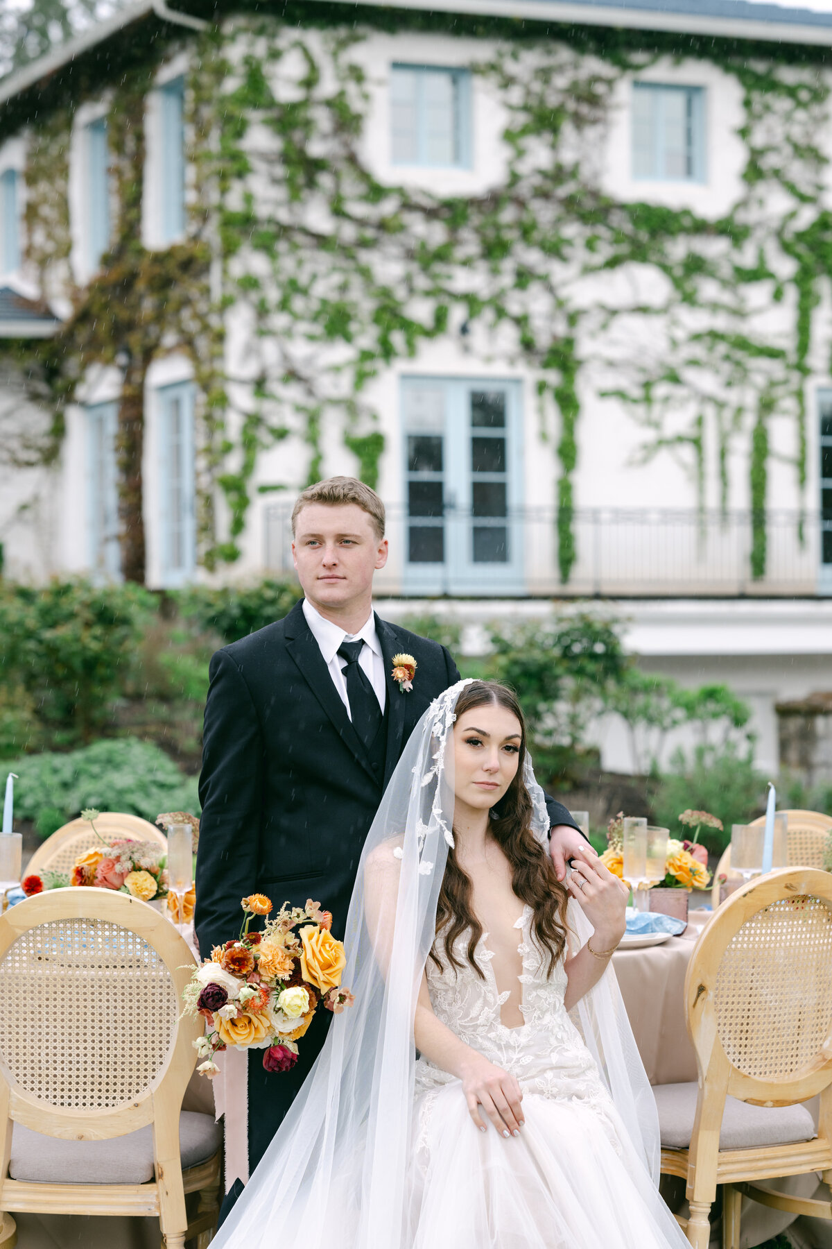 bride and groom table