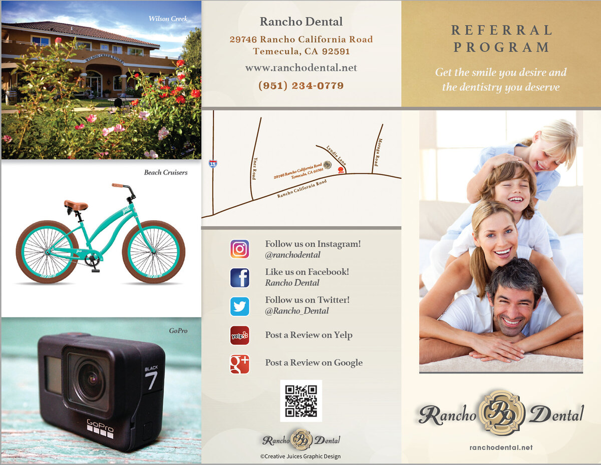 Brochure design for a dental office, bright, clean design.