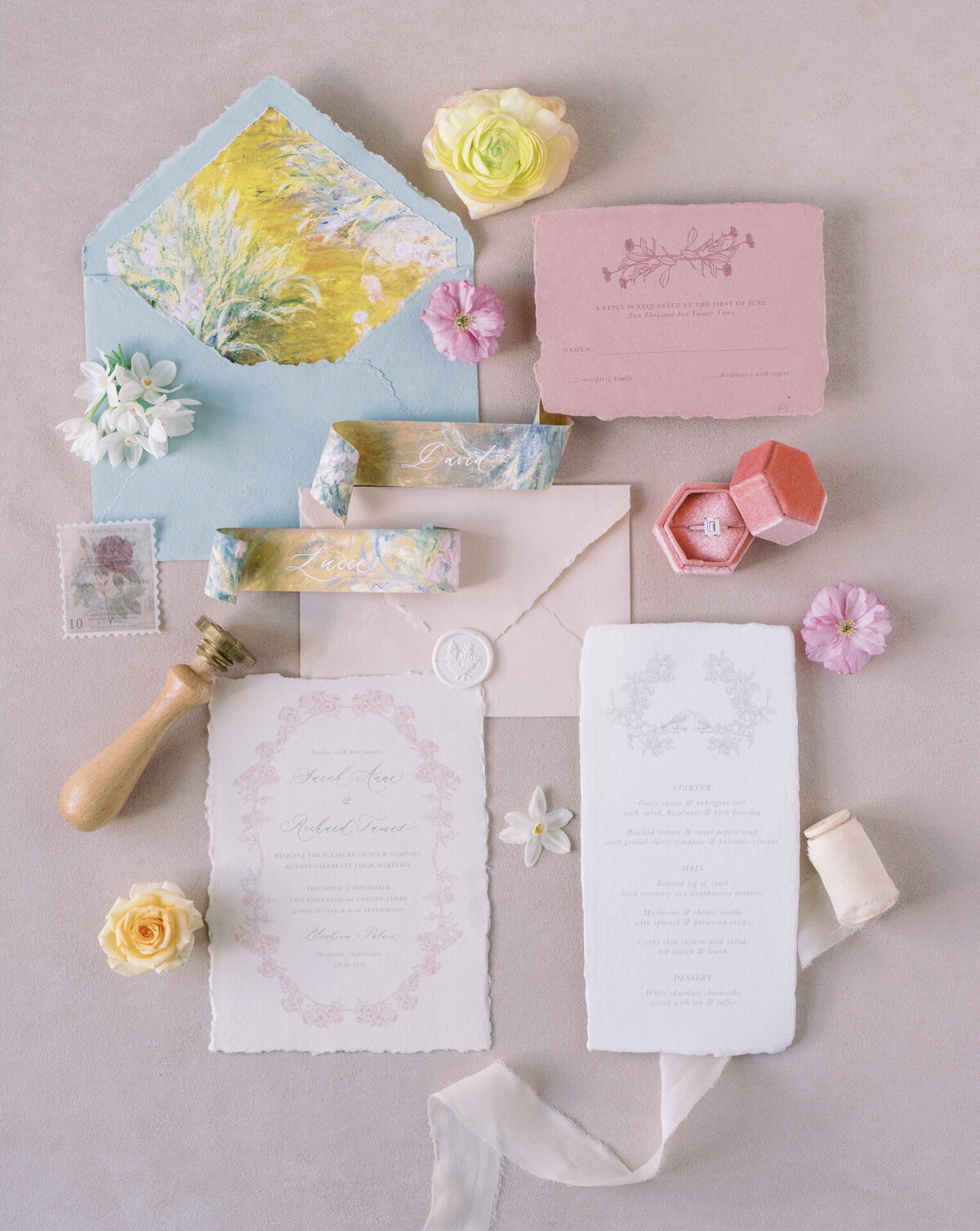 wedding stationery flat lay