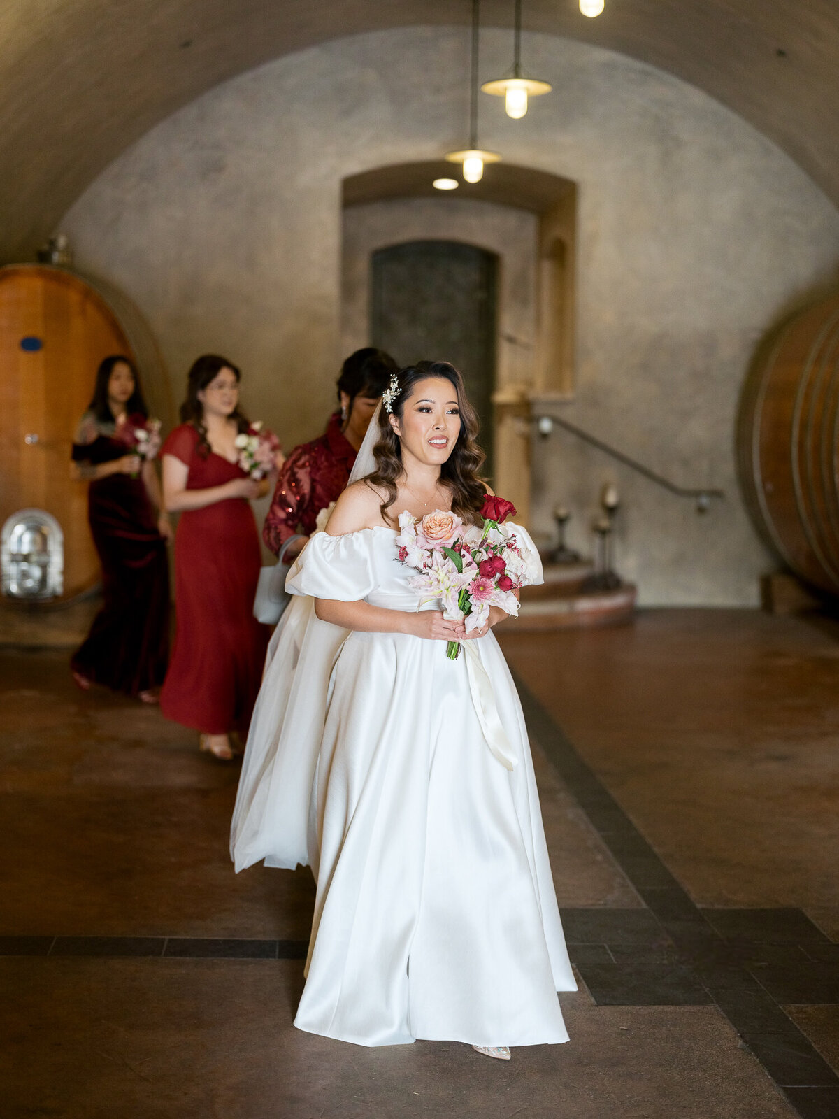 Bride getting ready at vineyard wedding
