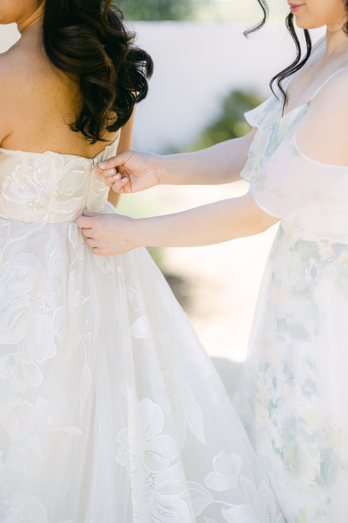 Bride getting dressed