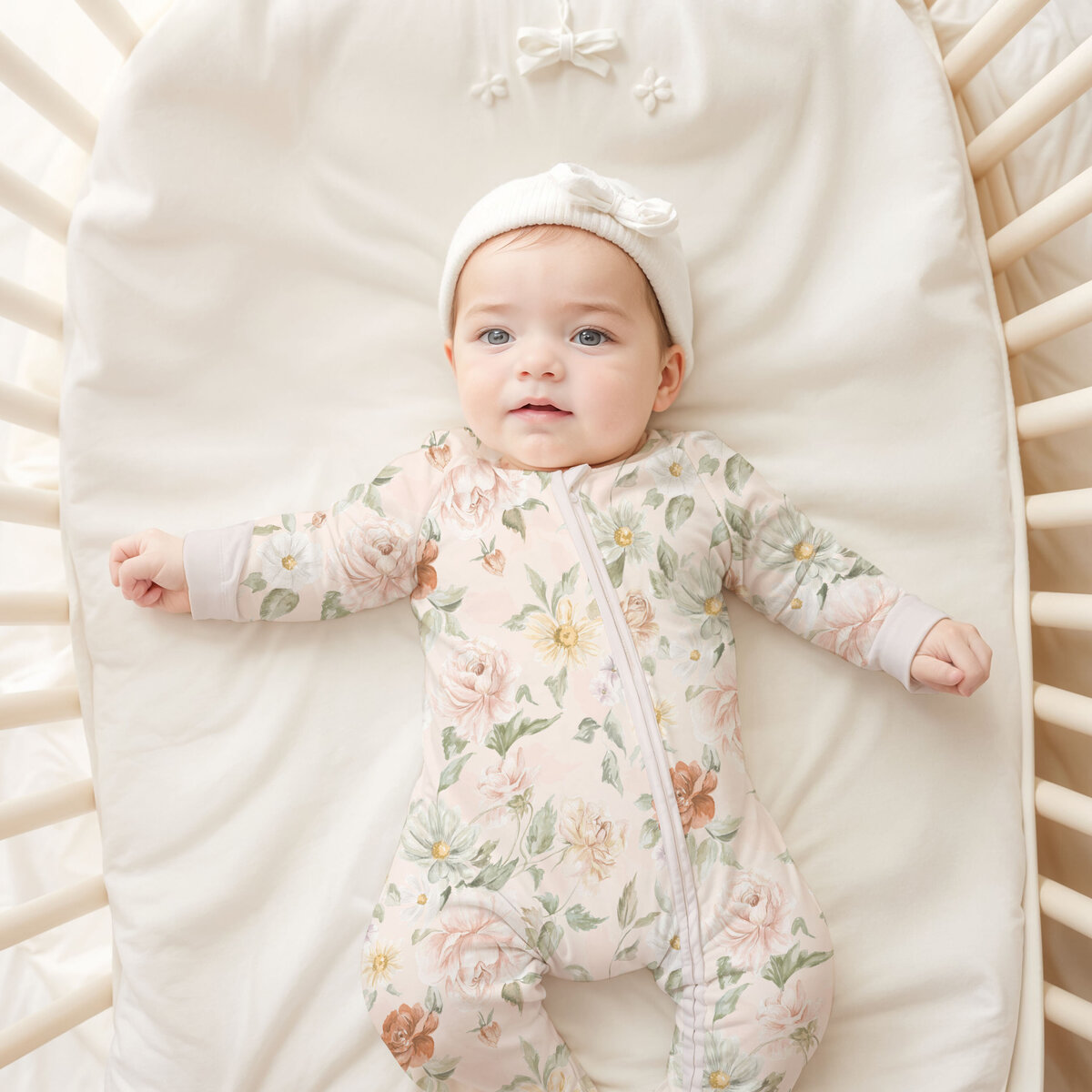 zpper onesie roses and ribbons soft