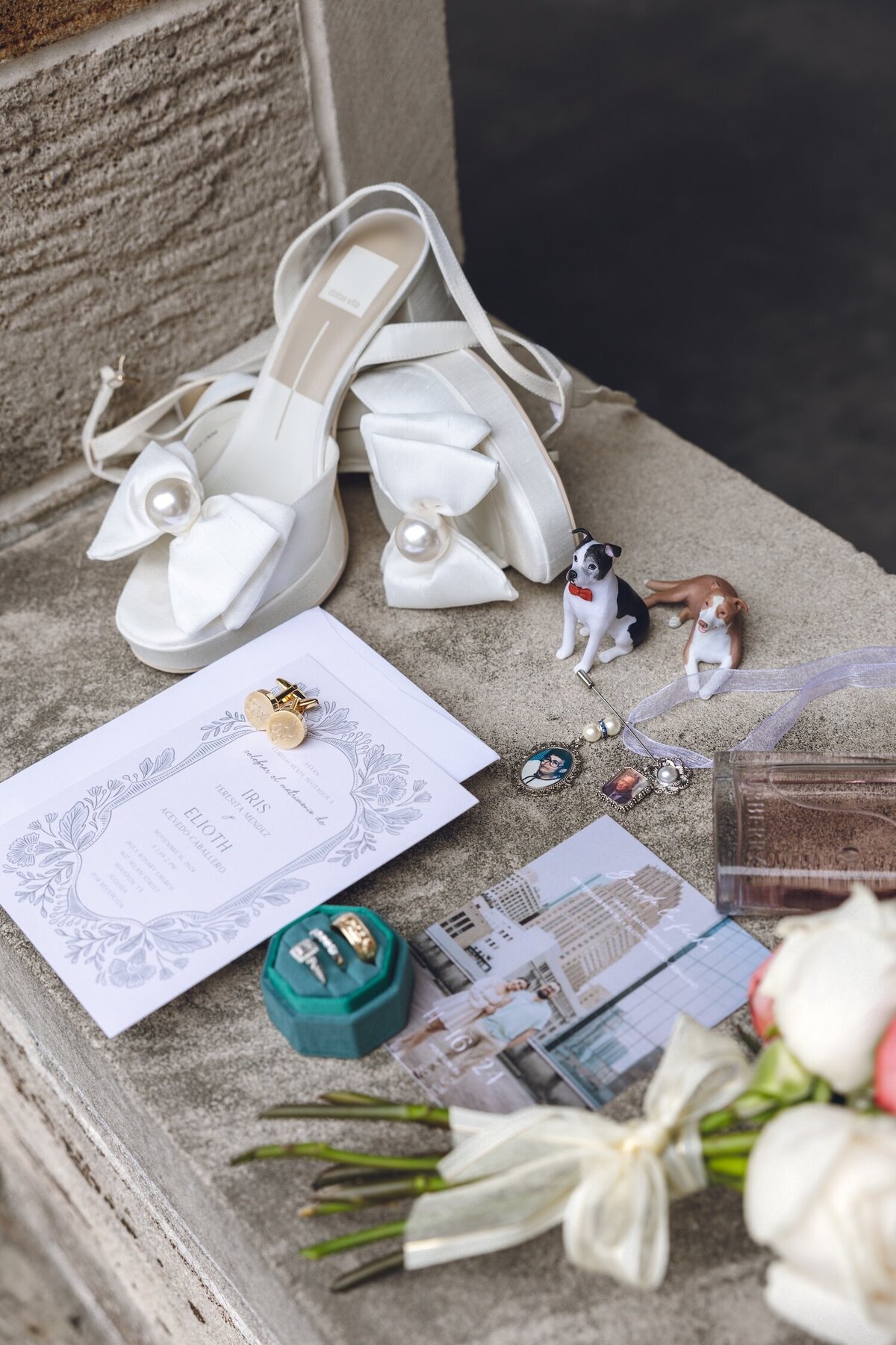 Bridal shoes and wedding day details with Houston vibes