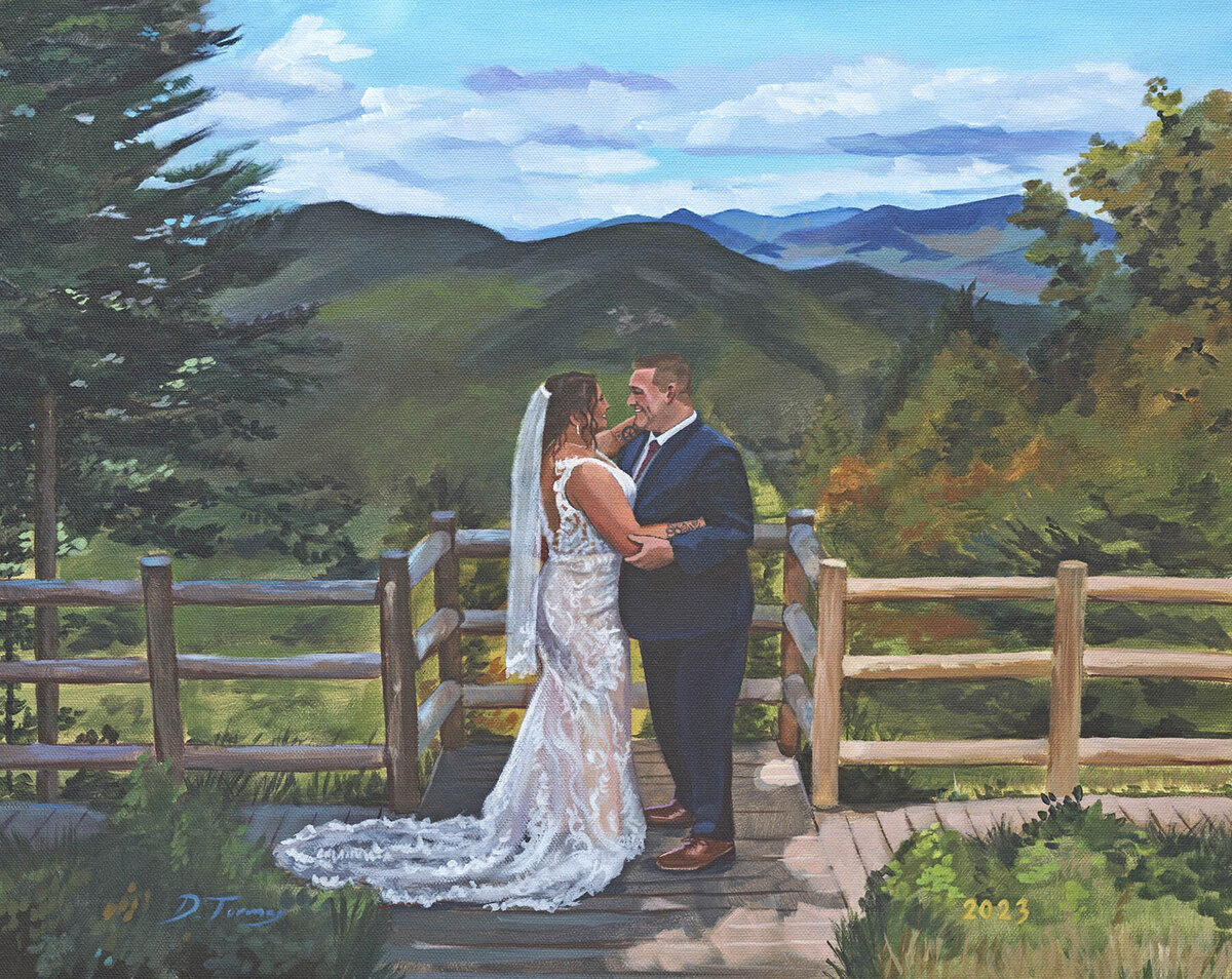 Painting of a couple on their wedding day