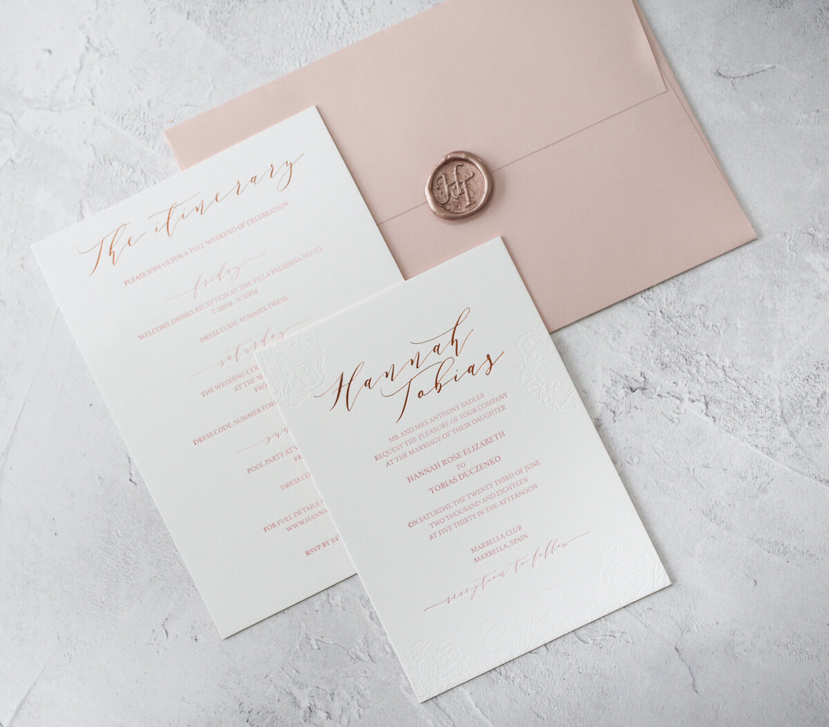 white-olive-luxury-bespoke-rose-gold-foil-letterpress-blind-deboss-blush-calligraphy-vellum-spanish-silk-ribbon-wax-seal-wedding-invitation-suite-8