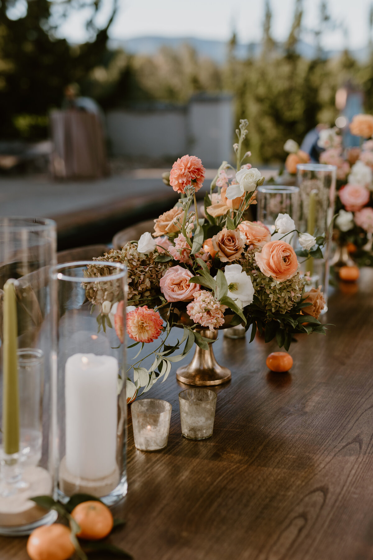 Floral and fruit inspired table centerpiece
