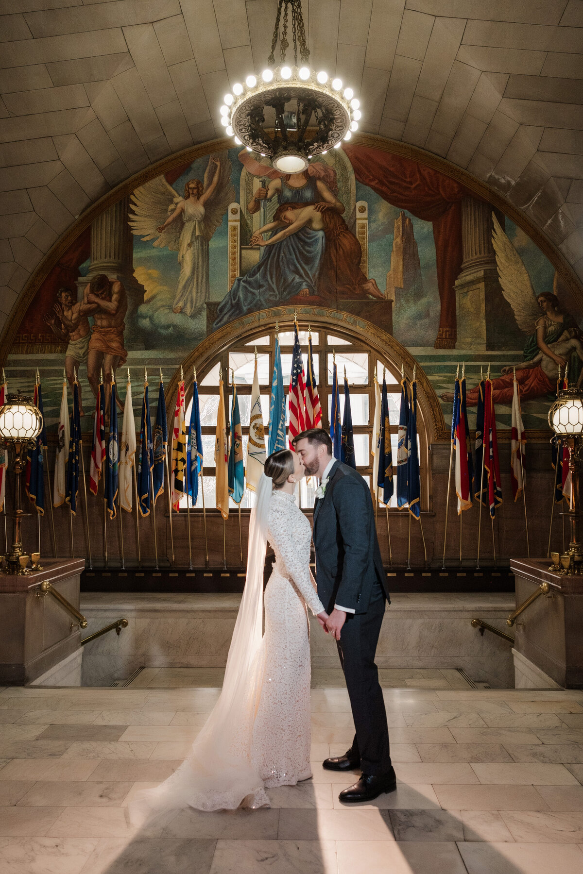 wedding picture inside of allegheny county courthouse