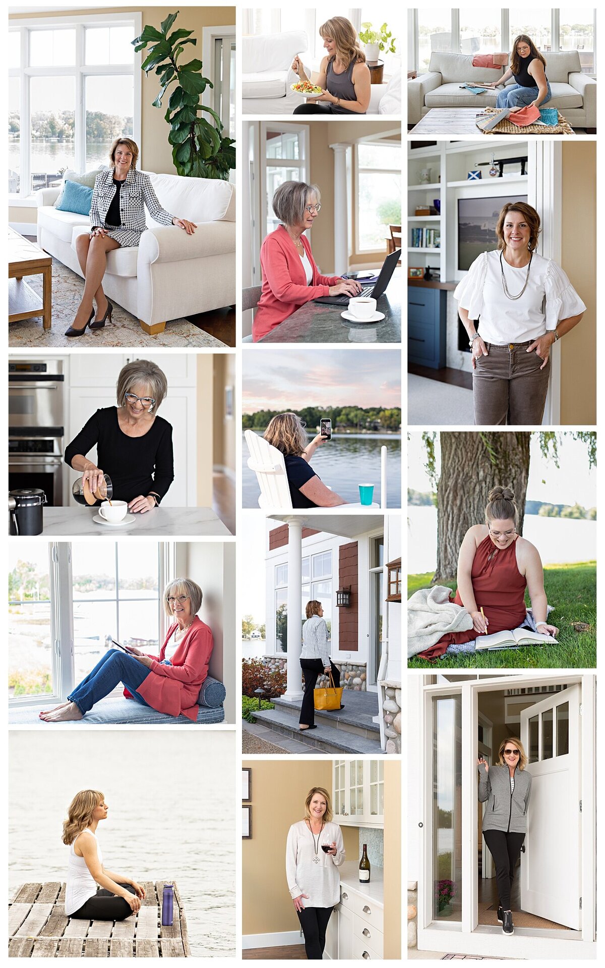 Collage of images in a home setting with brand photographer Angela Brown in Howell Michigan