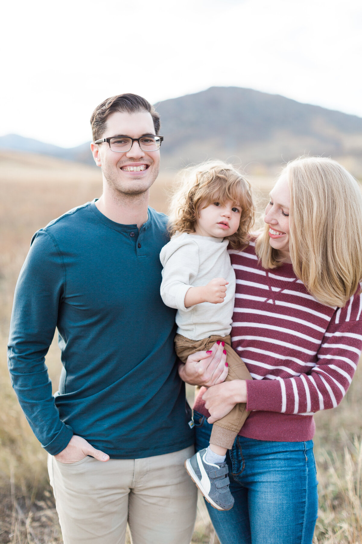 Family photo in Denver during golden hour