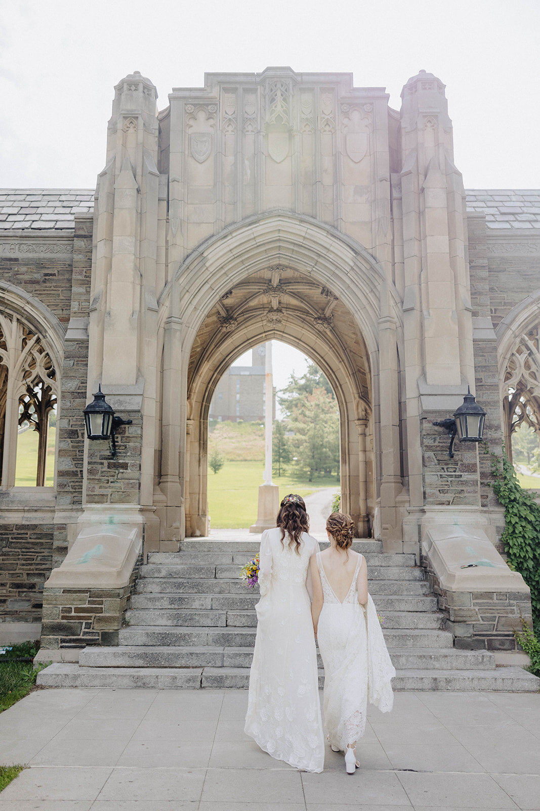 Two brides in the grounds of Cornell University