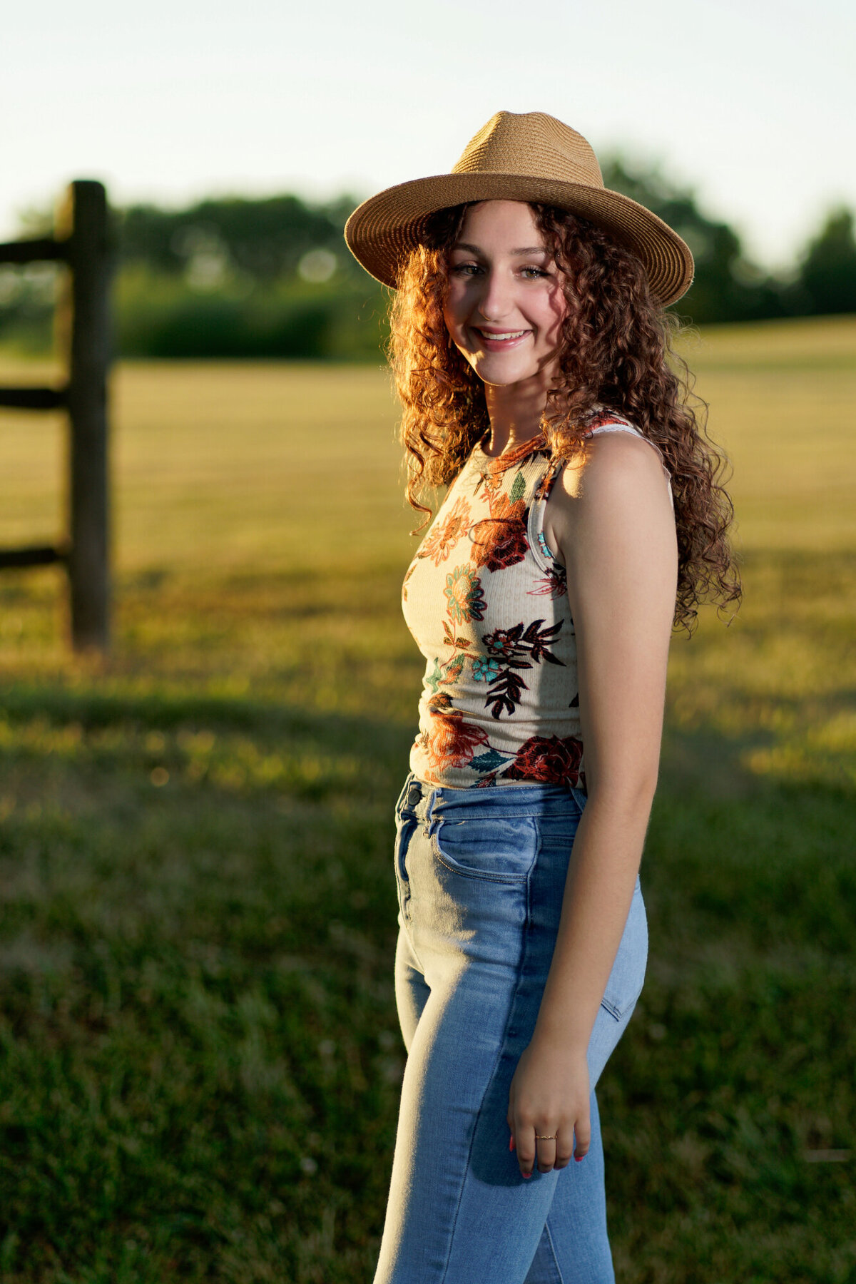 girl in hat outdoor daytime portrait