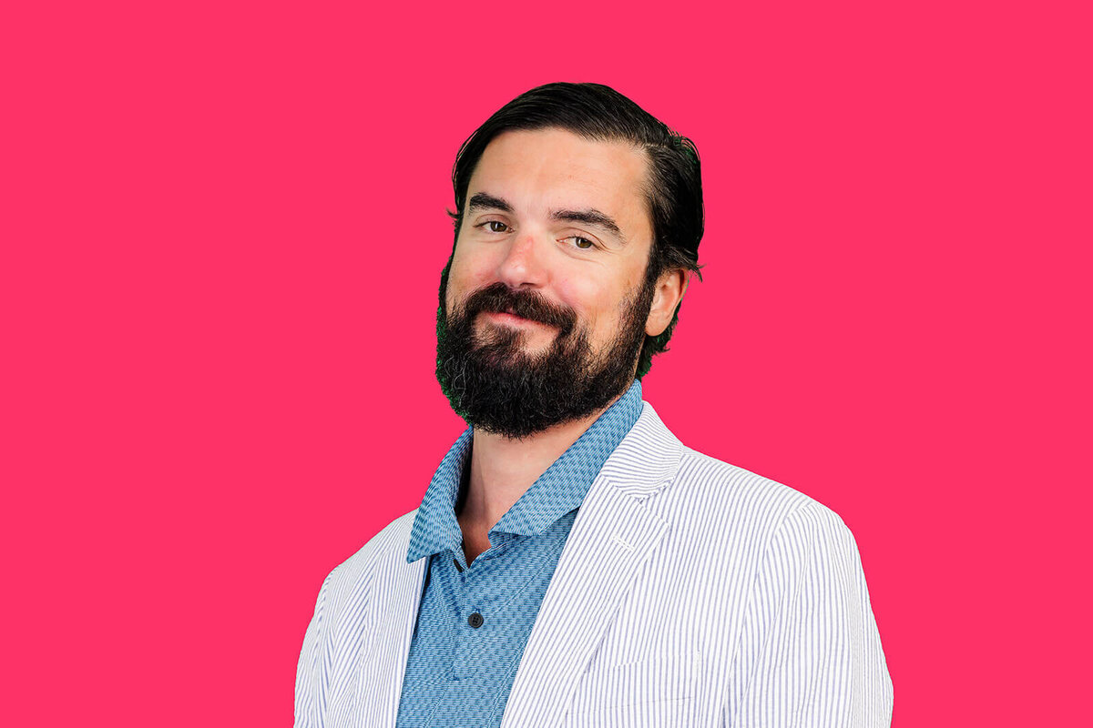 Headshot with pink background