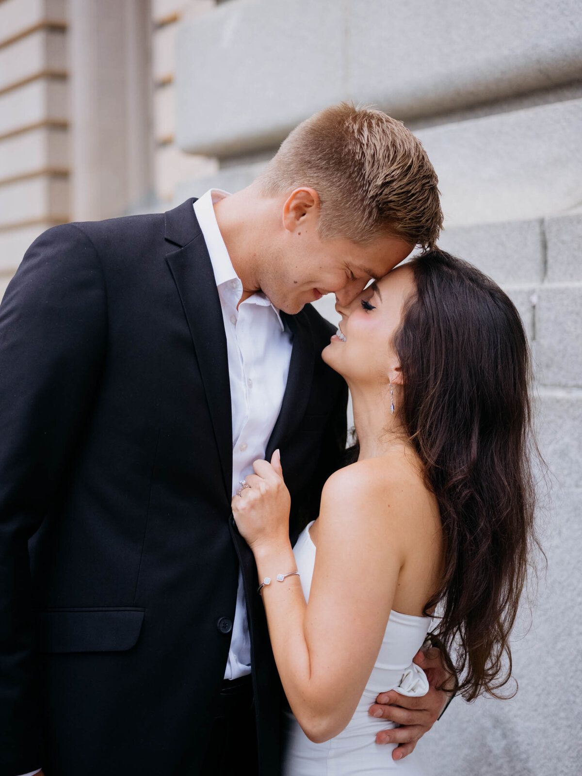 City engagement session with modern couple in Cleveland, Ohio.