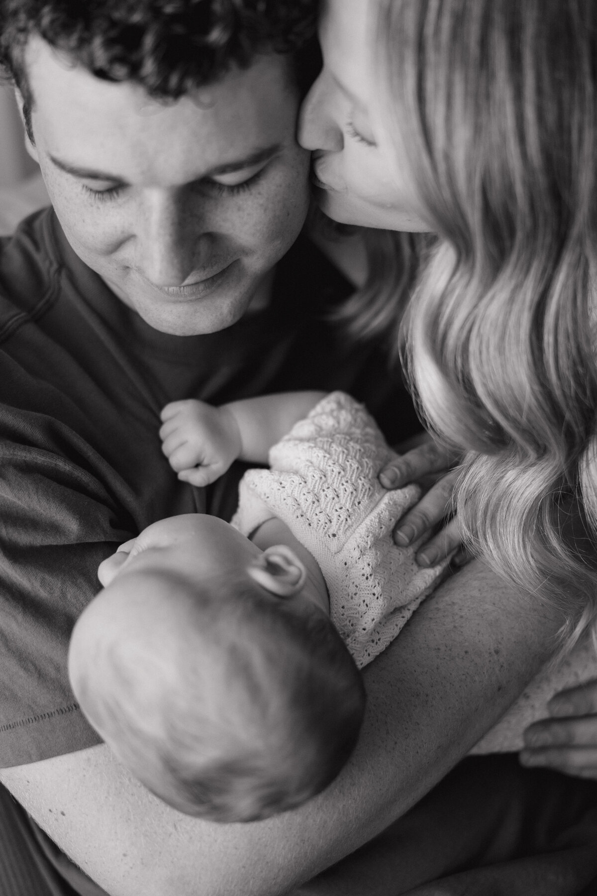Black and white Indianapolis family newborn session