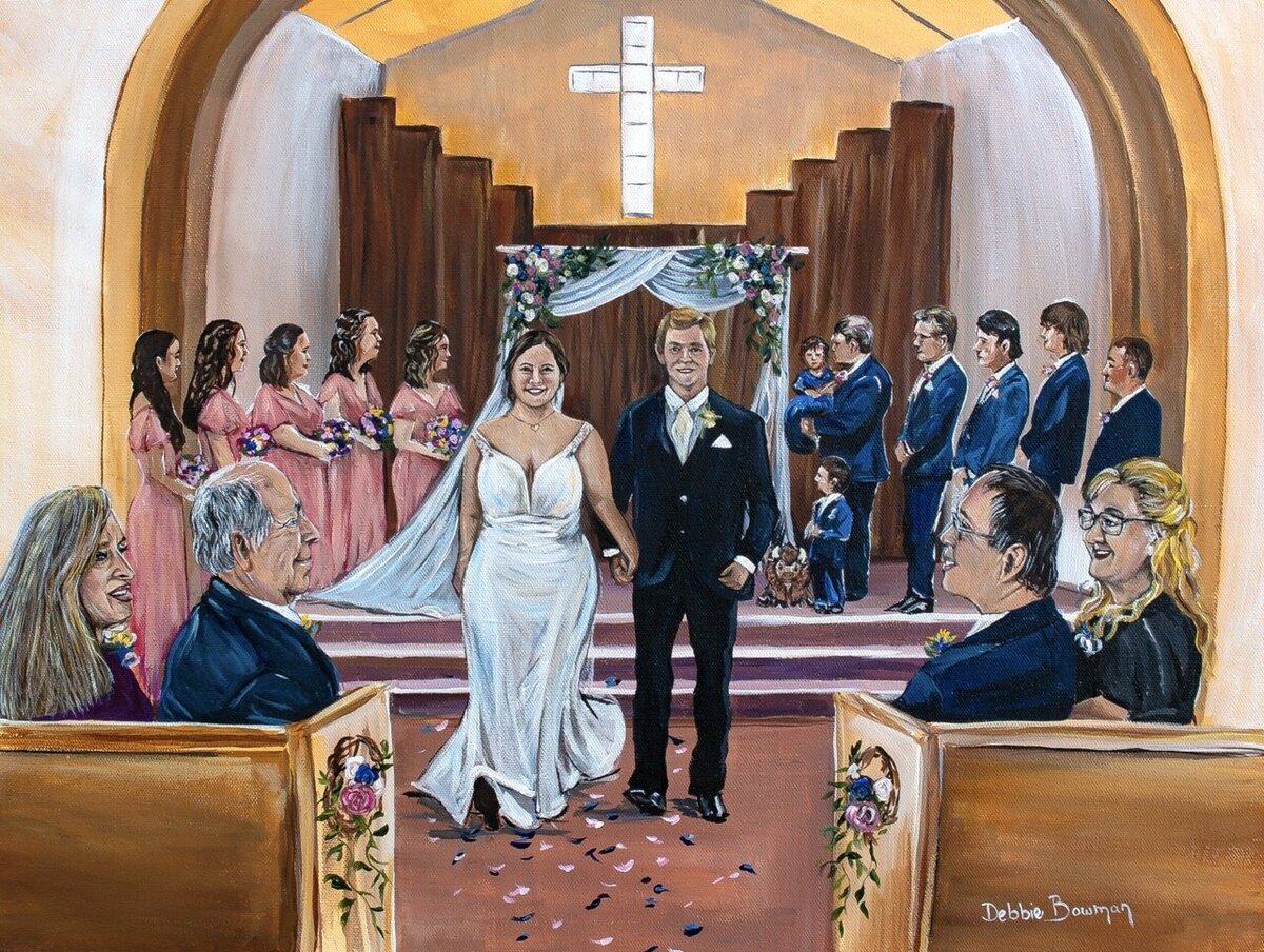 Wedding ceremony painted by Debbie Bowman Art