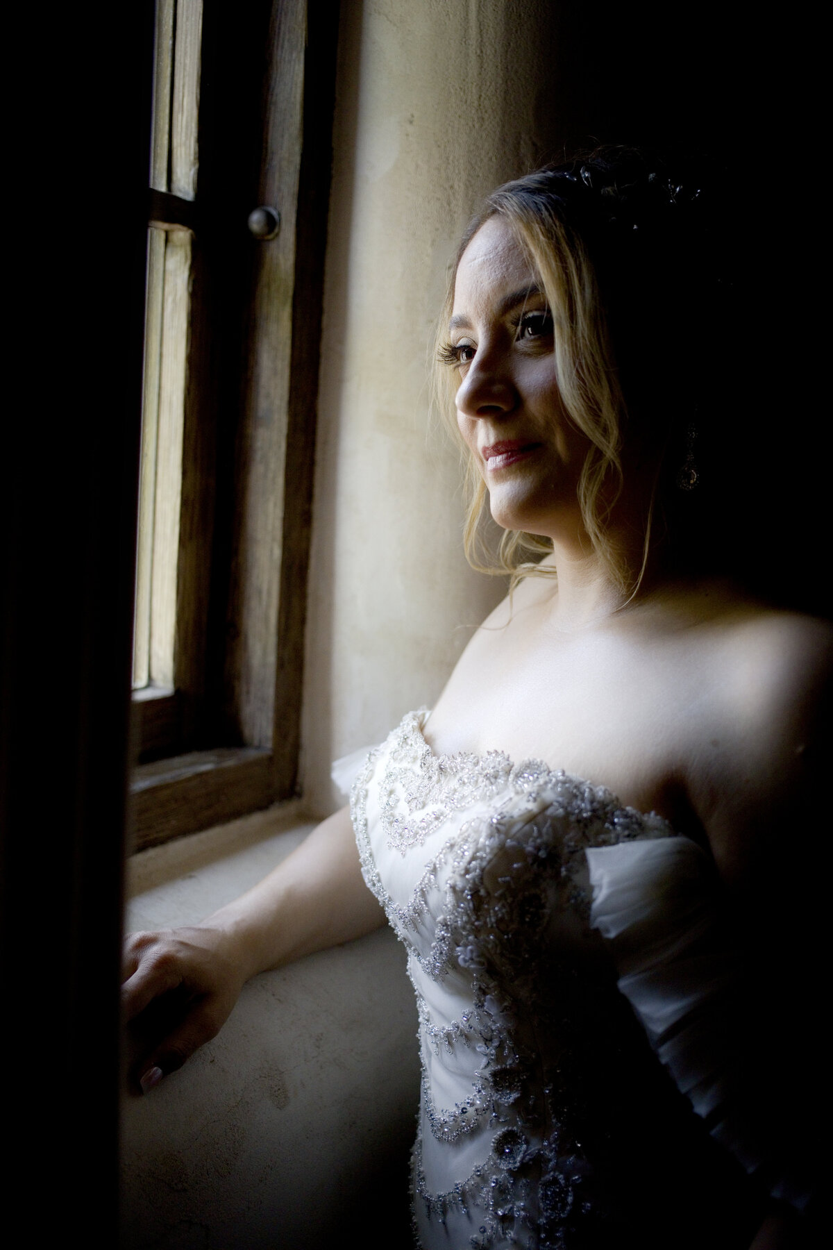 bride-robin rogers photography-window light-moody-lost mission-hill country