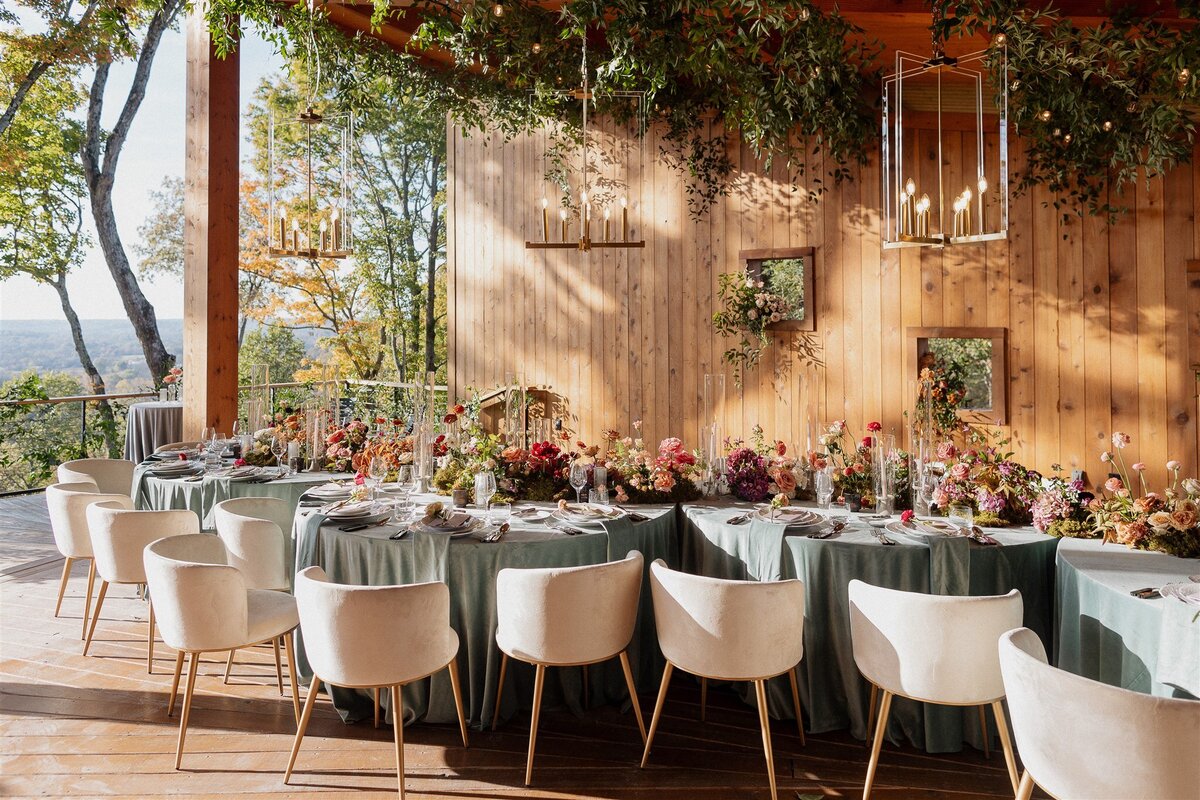 caterpillar tablescape  outdoor wedding reception