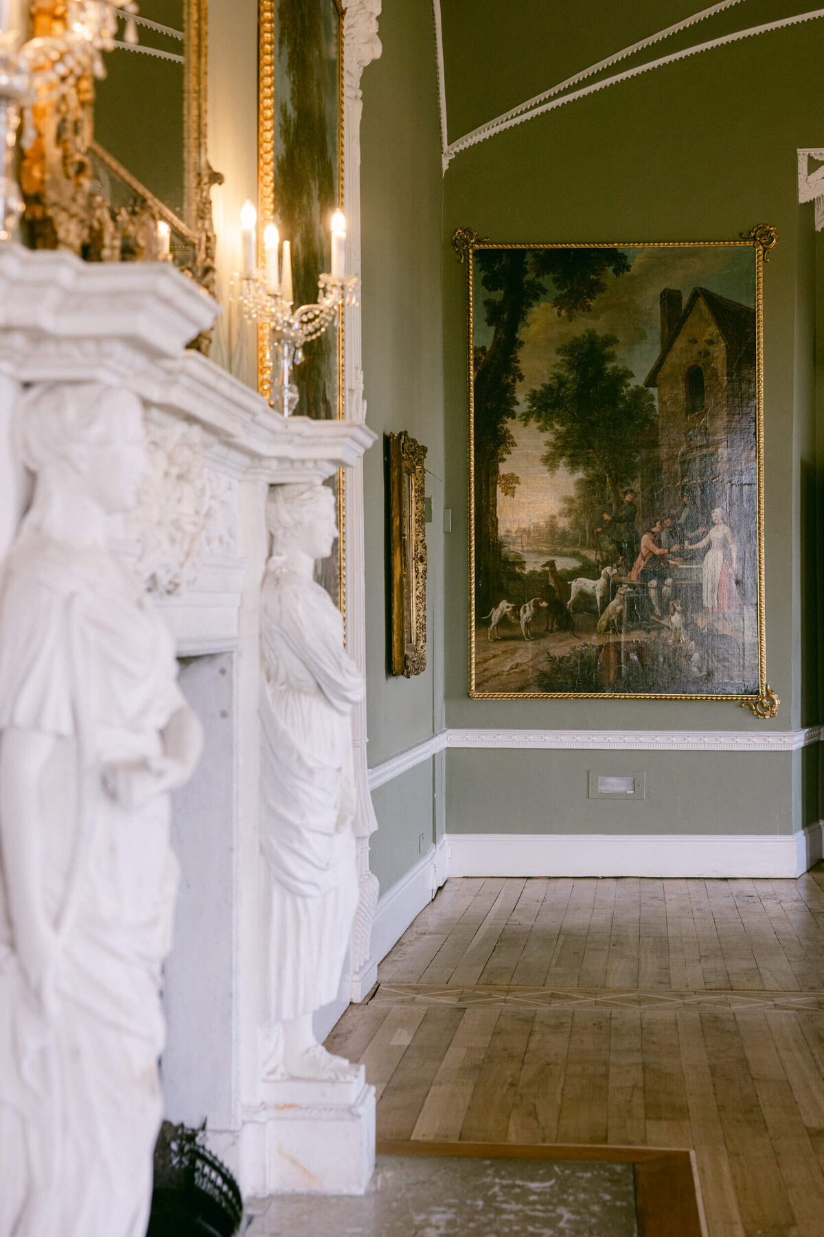 A wedding day photo of the reception hall at Luttrellstown Castle