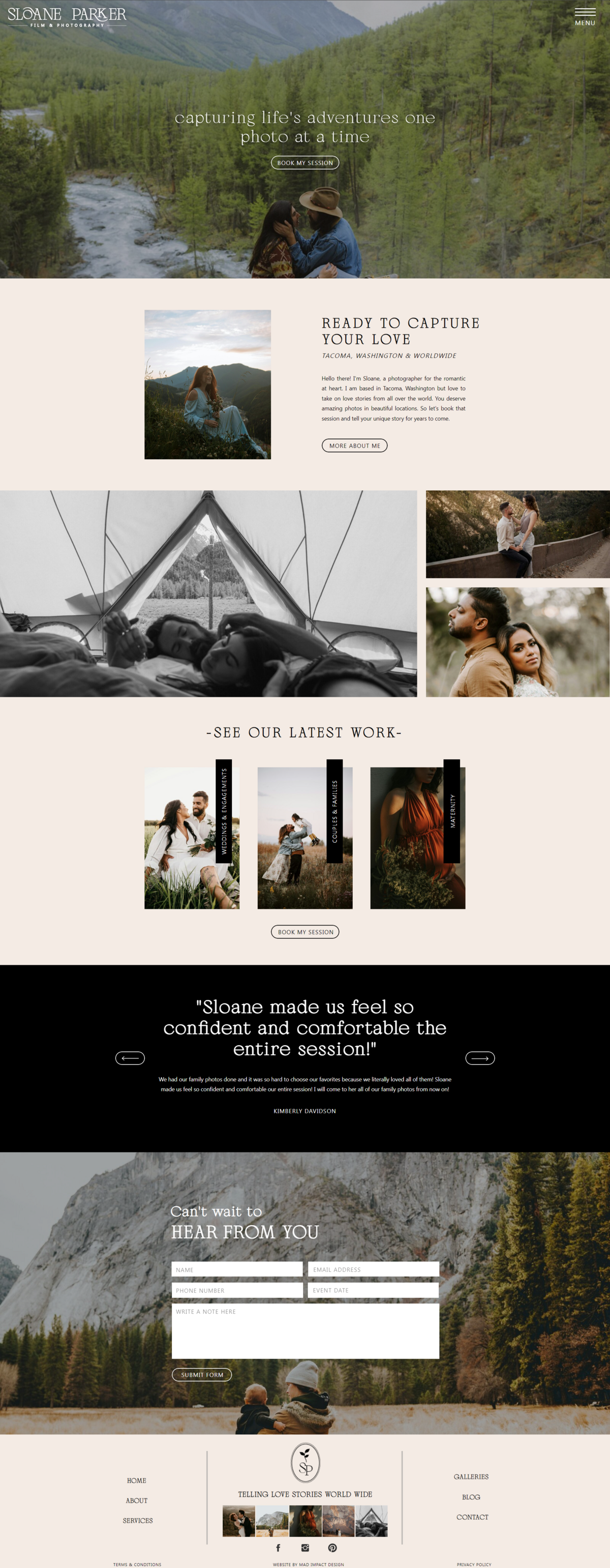 Sloane Parker Film & Photography Website | Mad Impact Design | Mini Branding + Website Design