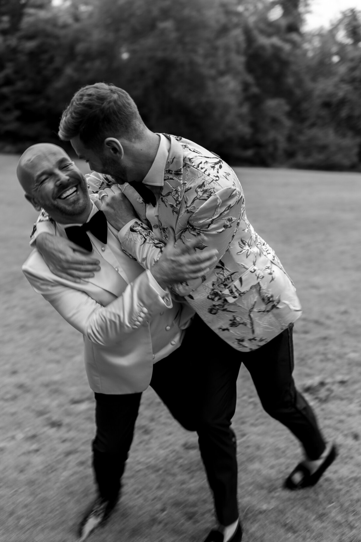 Editorial couple portraits at luxury same sex wedding at Orchardleigh Estate