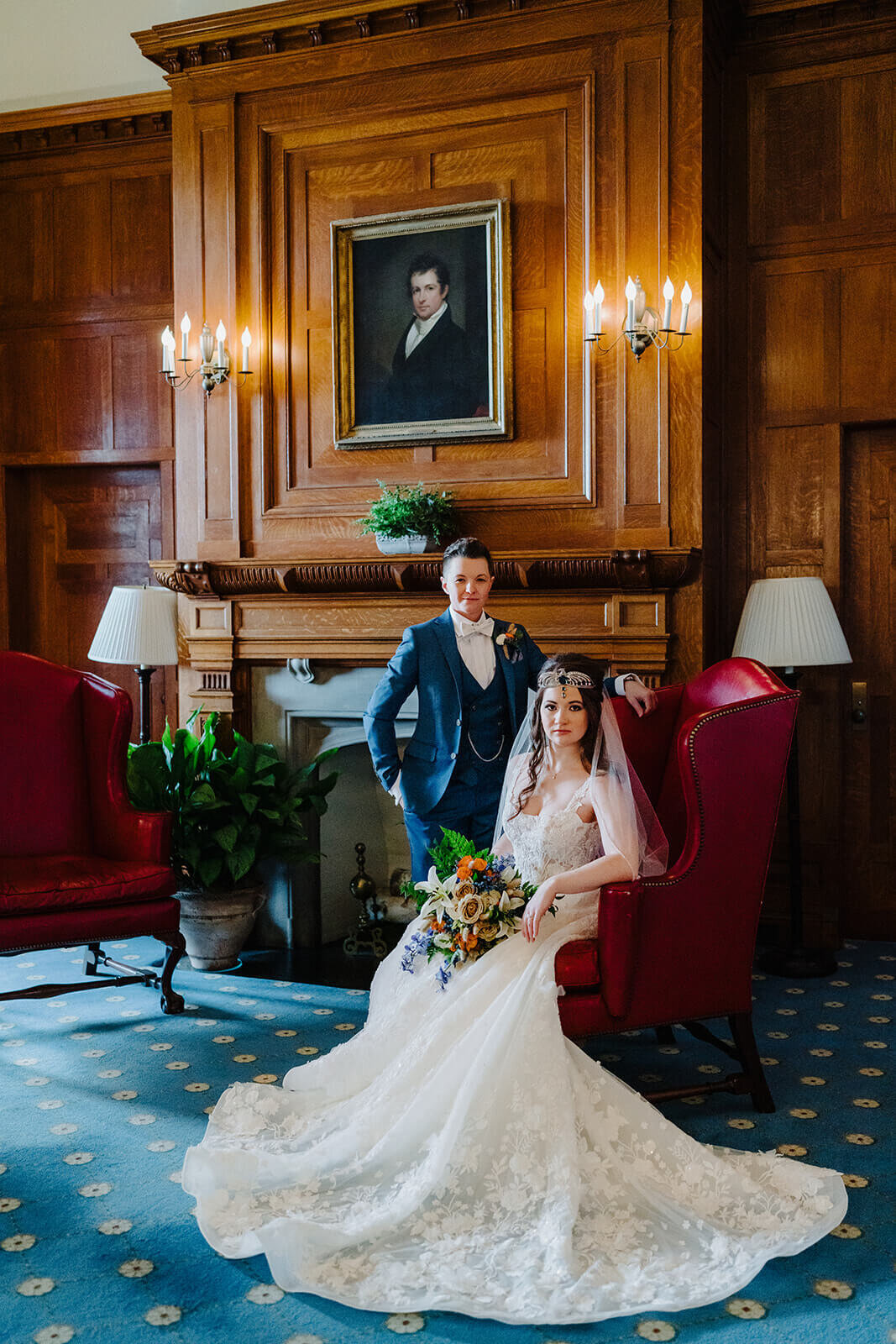 Wedding portraits inside  Otesaga Resort
