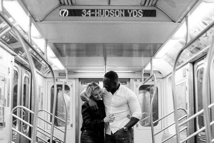 subway engagement photos