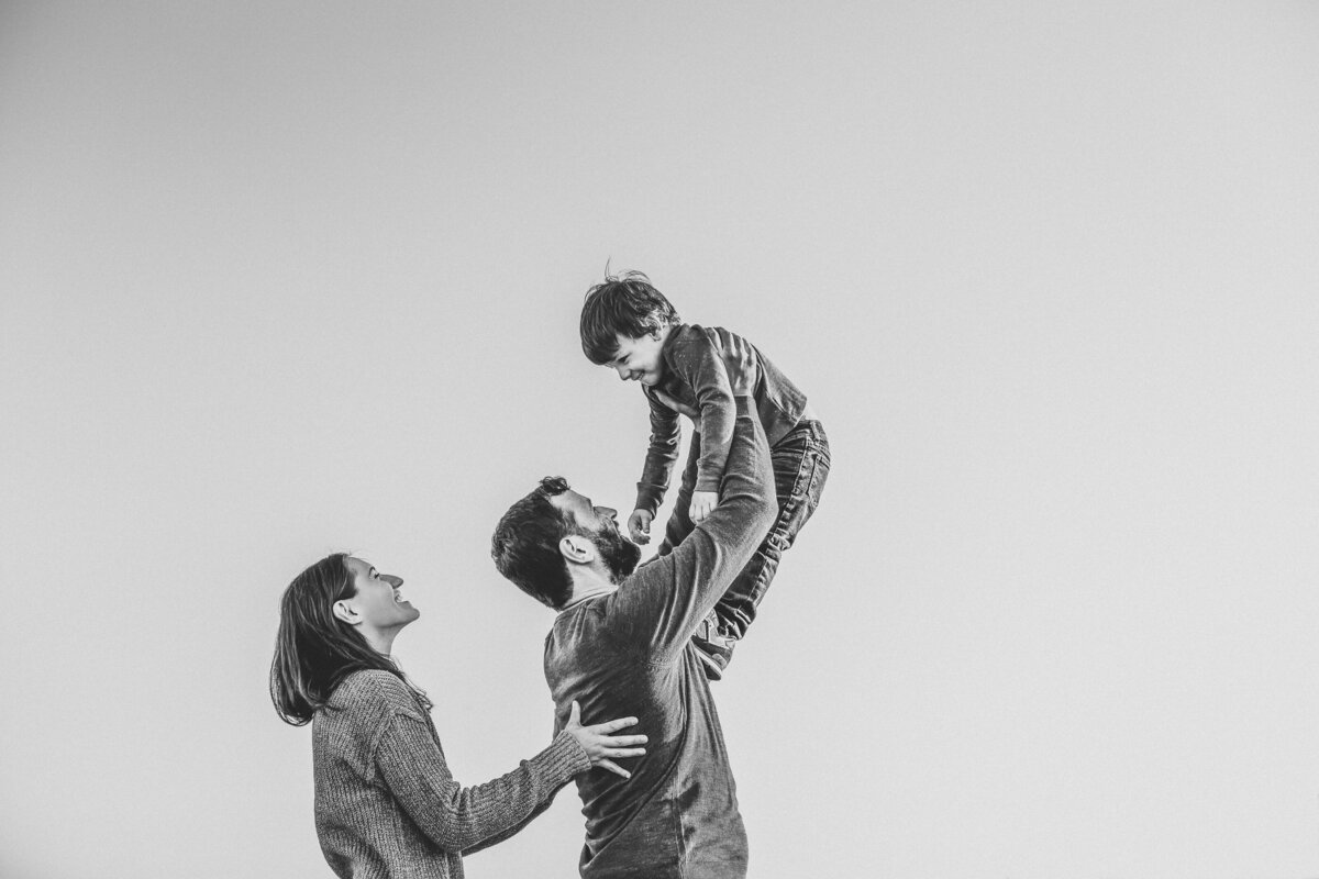 Playful, fun moment during lifestyle family photoshoot.